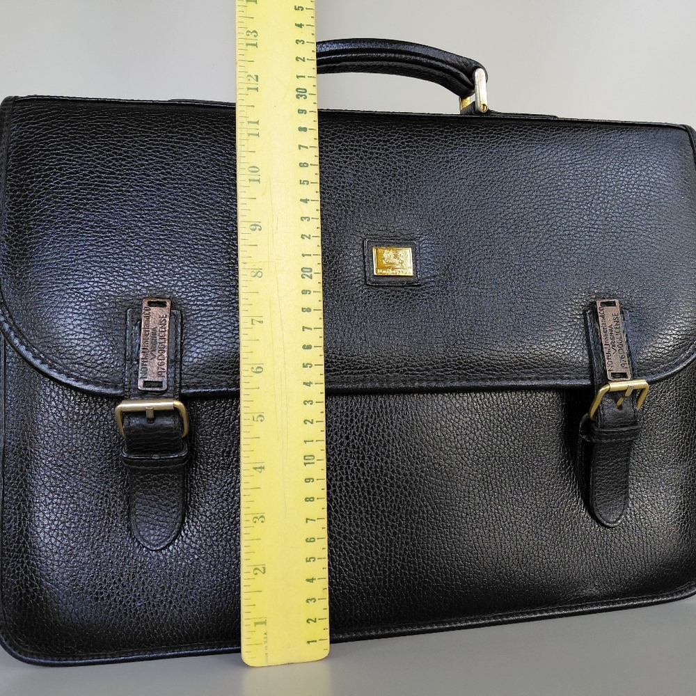 Burberry Black Leather Briefcase with Gold Accents - Picture 6 of 10
